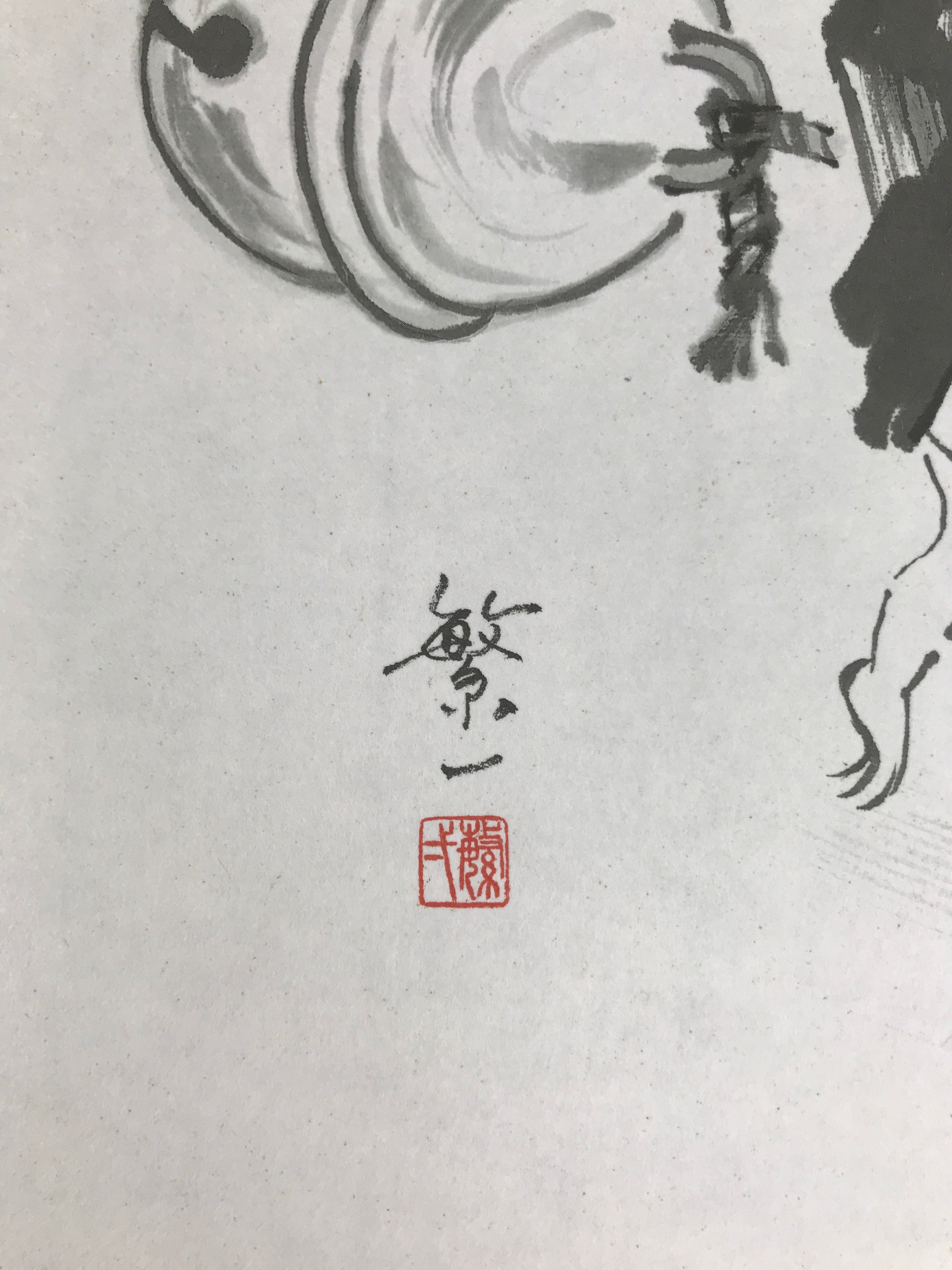 Japanese Shikishi Art Board Reproduction Mouse Kimono Bell Mallet Black A812
