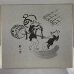 Japanese Shikishi Art Board Reproduction Mouse Kimono Bell Mallet Black A812