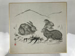 Japanese Shikishi Art Board Reproduction Rabbit Zodiac Animal Monochrome A811