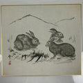 Japanese Shikishi Art Board Reproduction Rabbit Zodiac Animal Monochrome A811