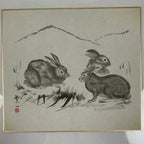 Japanese Shikishi Art Board Reproduction Rabbit Zodiac Animal Monochrome A811