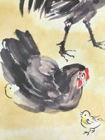 Japanese Shikishi Art Board Reproduction Rooster Chicken Family Zodiac A818
