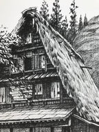 Japanese Shikishi Art Board Reproduction Shirakawa Village House Sketch A809