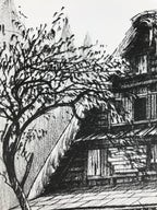 Japanese Shikishi Art Board Reproduction Shirakawa Village House Sketch A809