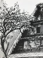 Japanese Shikishi Art Board Reproduction Shirakawa Village House Sketch A809