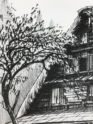 Japanese Shikishi Art Board Reproduction Shirakawa Village House