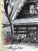 Japanese Shikishi Art Board Reproduction Shirakawa Village House Sketch A809