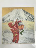 Japanese Shikishi Art Board Reproduction Snake Zodiac Mt Fuji Snow Daruma A805