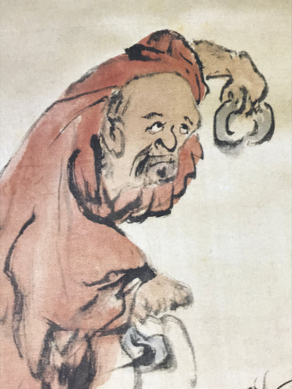 Japanese Shikishi Art Board Reproduction Tora Tomioka Tessai Monk Tiger A757