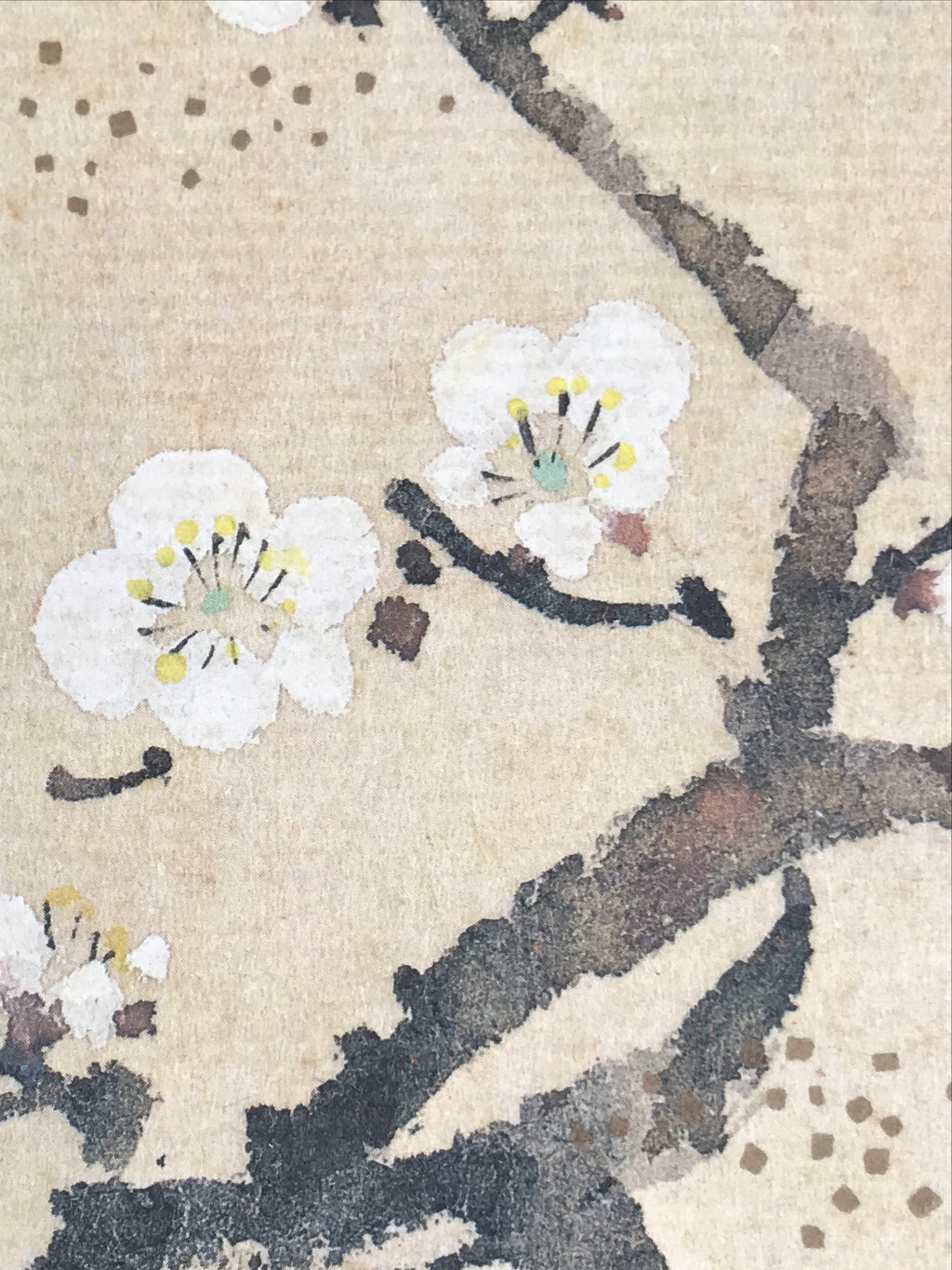 Japanese Shikishi Art Board Reproduction Vtg Plum Ume Flower Tree Branch A696