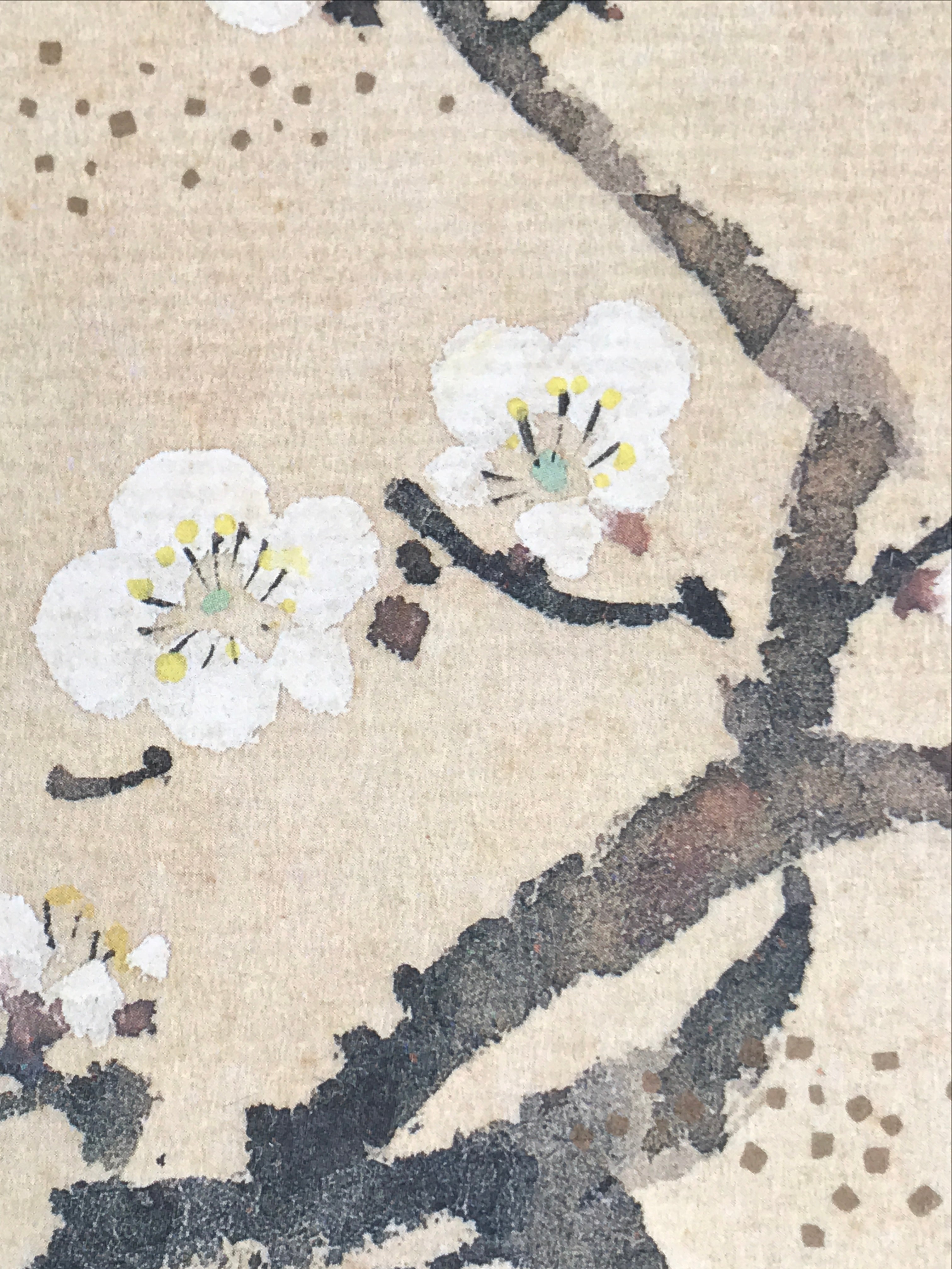 Japanese Shikishi Art Board Reproduction Vtg Plum Ume Flower Tree Branch A696