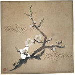 Japanese Shikishi Art Board Reproduction Vtg Plum Ume Flower Tree Branch A696