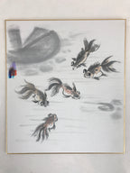 Japanese Shikishi Art Board Vtg Art Painting Nihonga Picture Display Goldfish A5