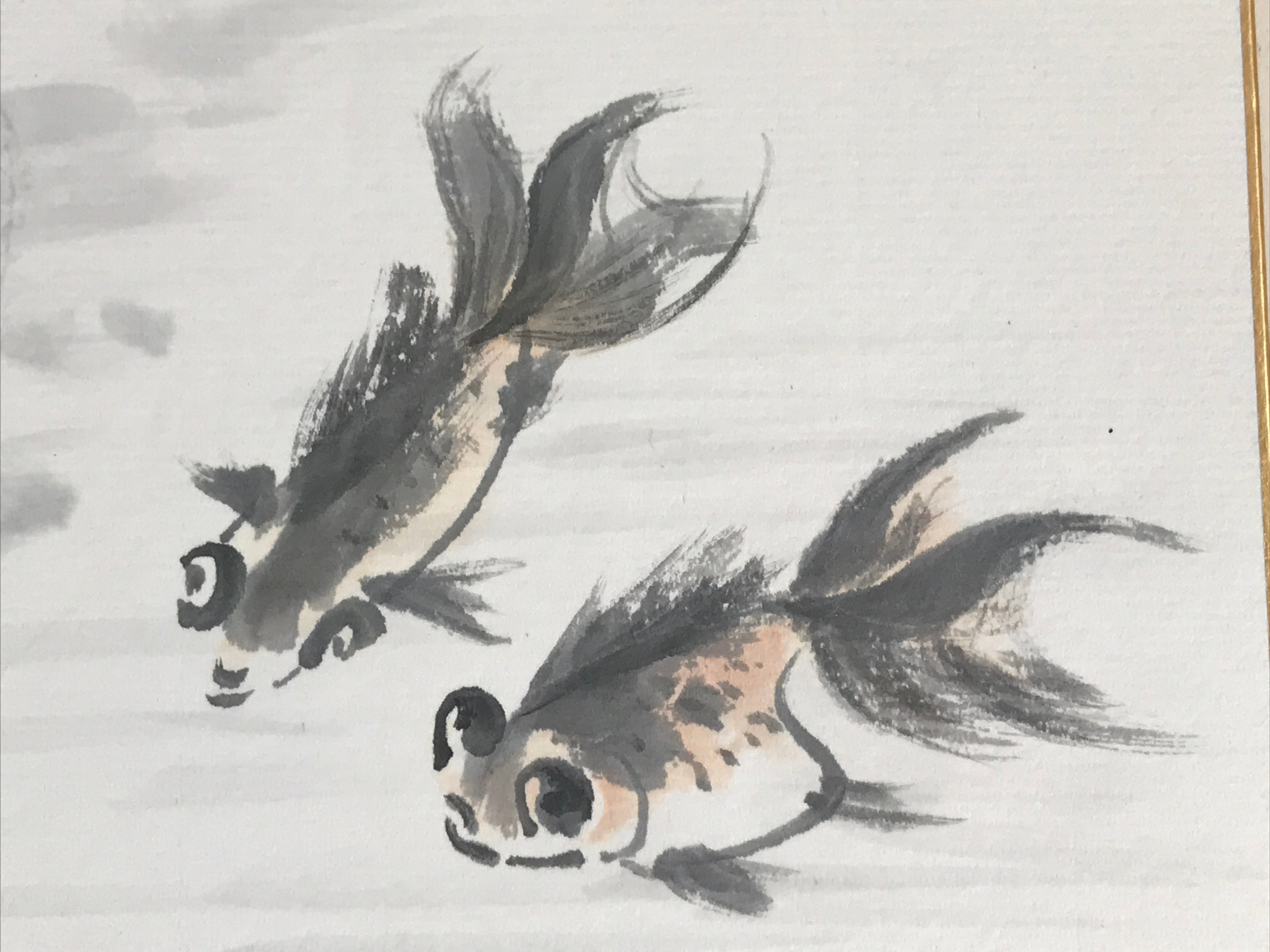 Japanese Shikishi Art Board Vtg Art Painting Nihonga Picture Display Goldfish A5