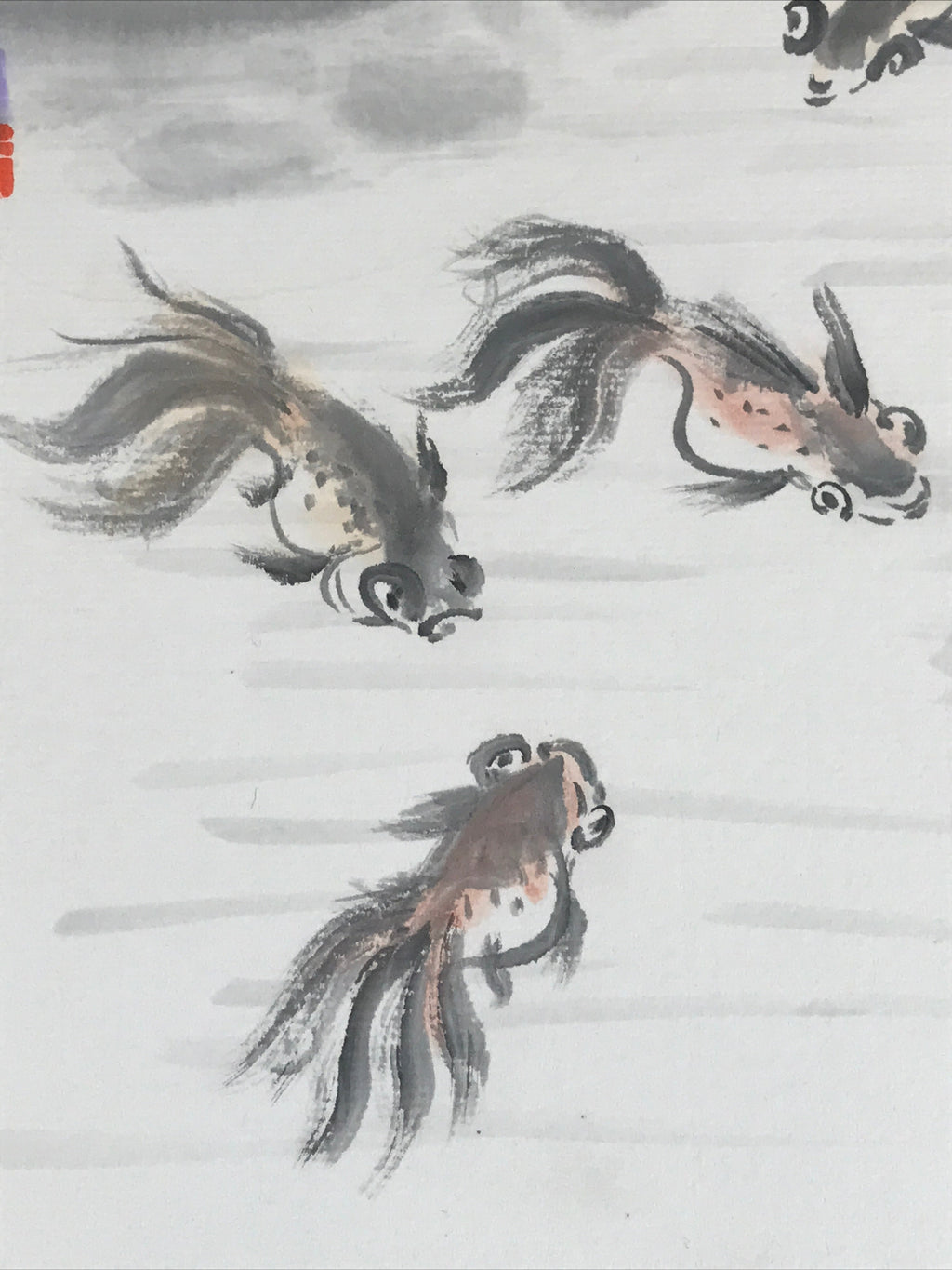 Japanese Shikishi Art Board Vtg Art Painting Nihonga Picture Display Goldfish A5
