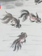 Japanese Shikishi Art Board Vtg Art Painting Nihonga Picture Display Goldfish A5