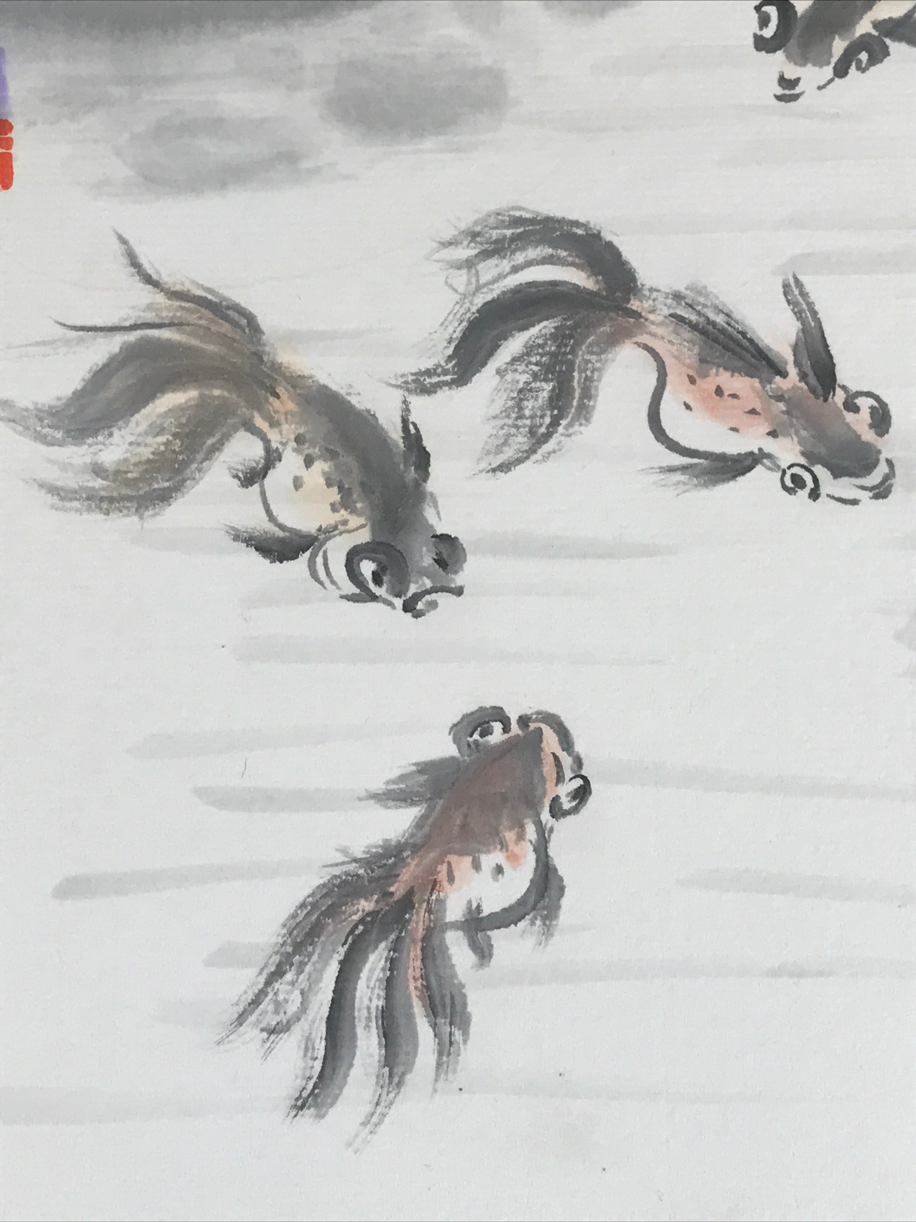Japanese Shikishi Art Board Vtg Art Painting Nihonga Picture Display Goldfish A5