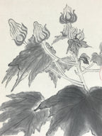 Japanese Shikishi Art Board Vtg Art Painting Nihonga Picture Display Hibiscus A5