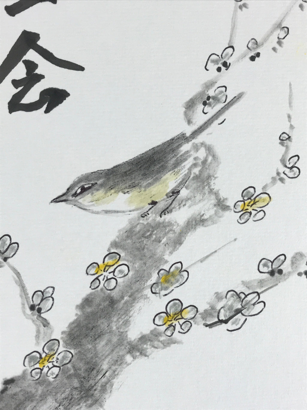 Japanese Shikishi Art Board Vtg Art Painting Nihonga Picture Display Little Bird