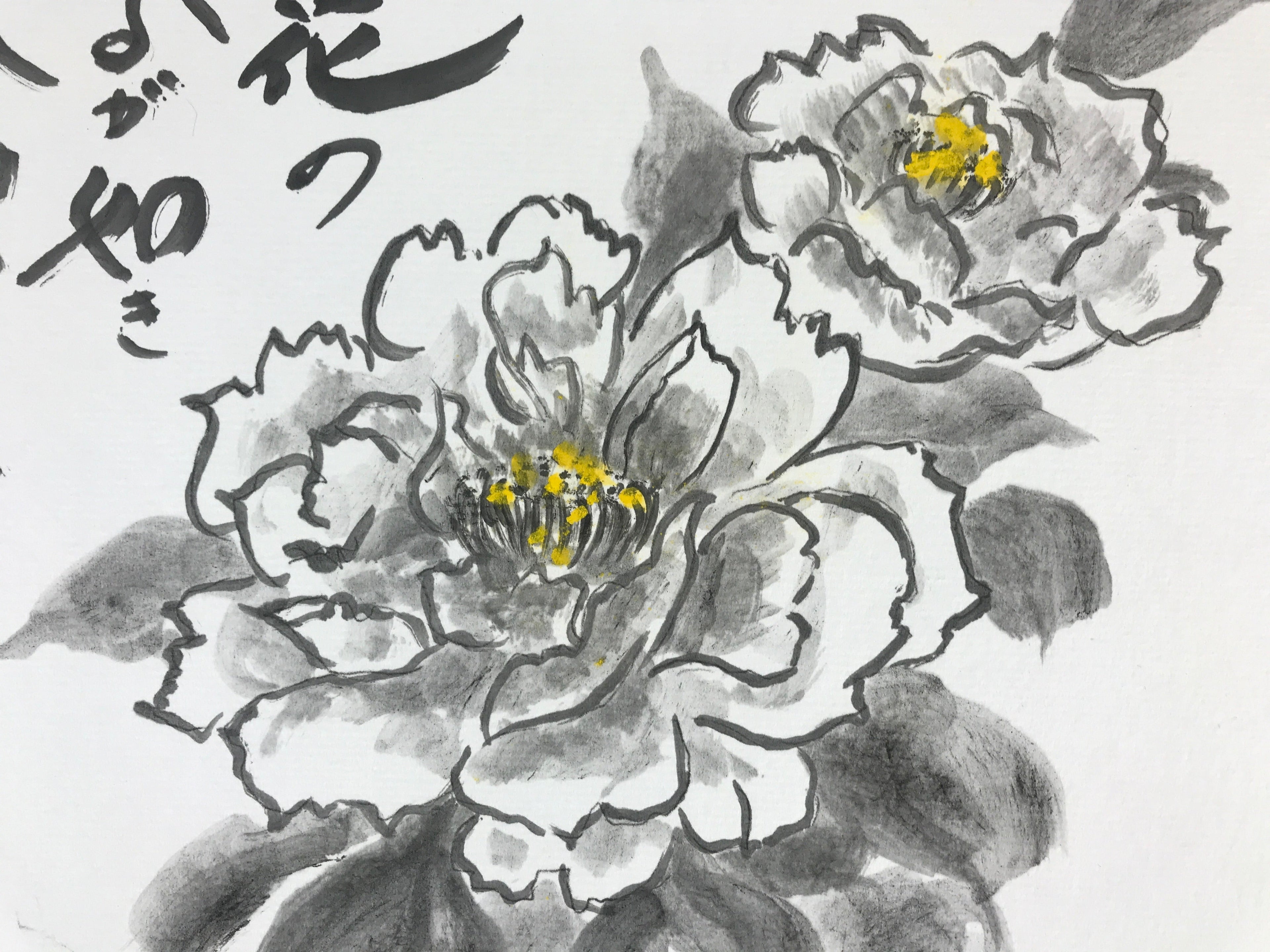 Japanese Shikishi Art Board Vtg Art Painting Nihonga Picture Display Peony Flowe