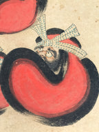 Japanese Shikishi Art Board Vtg Buddhist Painting Daruma Monk Red Black A764
