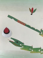 Japanese Shikishi Art Board Vtg Chigiri Takehebi Bamboo Snake Toy Green A623