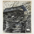 Japanese Shikishi Art Board Vtg Old House Countryside Black Ochre A631