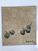 Japanese Shikishi Art Board Vtg Painting Kuwai Arrowhead Rhizome Color A770