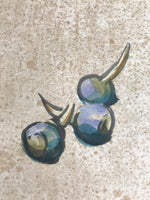 Japanese Shikishi Art Board Vtg Painting Kuwai Arrowhead Rhizome Color A770