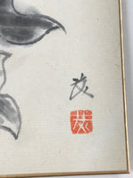 Japanese Shikishi Art Board Vtg Painting Morning Glory Asagao Red Blue A649
