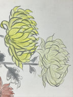 Japanese Shikishi Art Board Vtg Painting Nihonga Picture Chrysanthemums A522