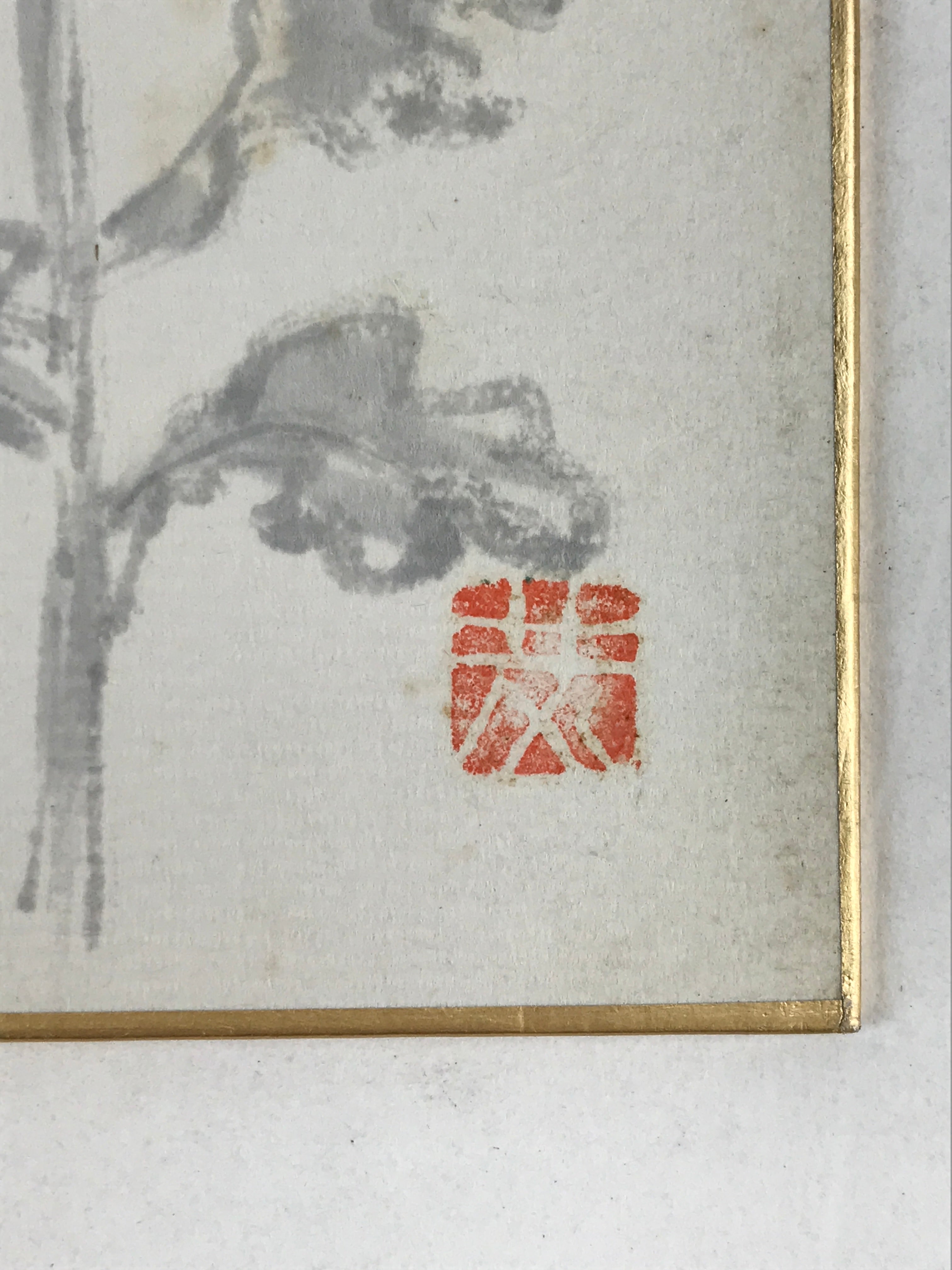 Japanese Shikishi Art Board Vtg Painting Nihonga Picture Chrysanthemums A522