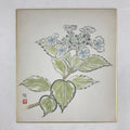 Japanese Shikishi Art Board Vtg Painting Nihonga Picture Hydrangea Ajisai A526