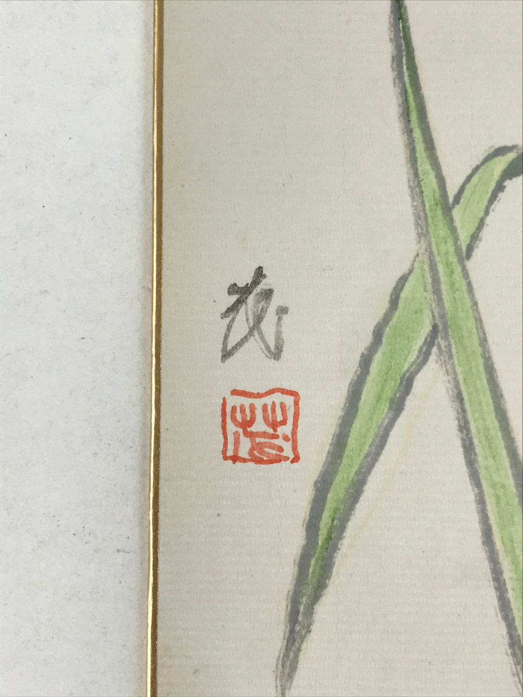 Japanese Shikishi Art Board Vtg Painting Nihonga Picture Iris Hanashoubu A524