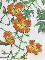 Japanese Shikishi Art Board Vtg Painting Nihonga Picture Orange Cosmos A525