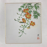 Japanese Shikishi Art Board Vtg Painting Nihonga Picture Orange Cosmos A525