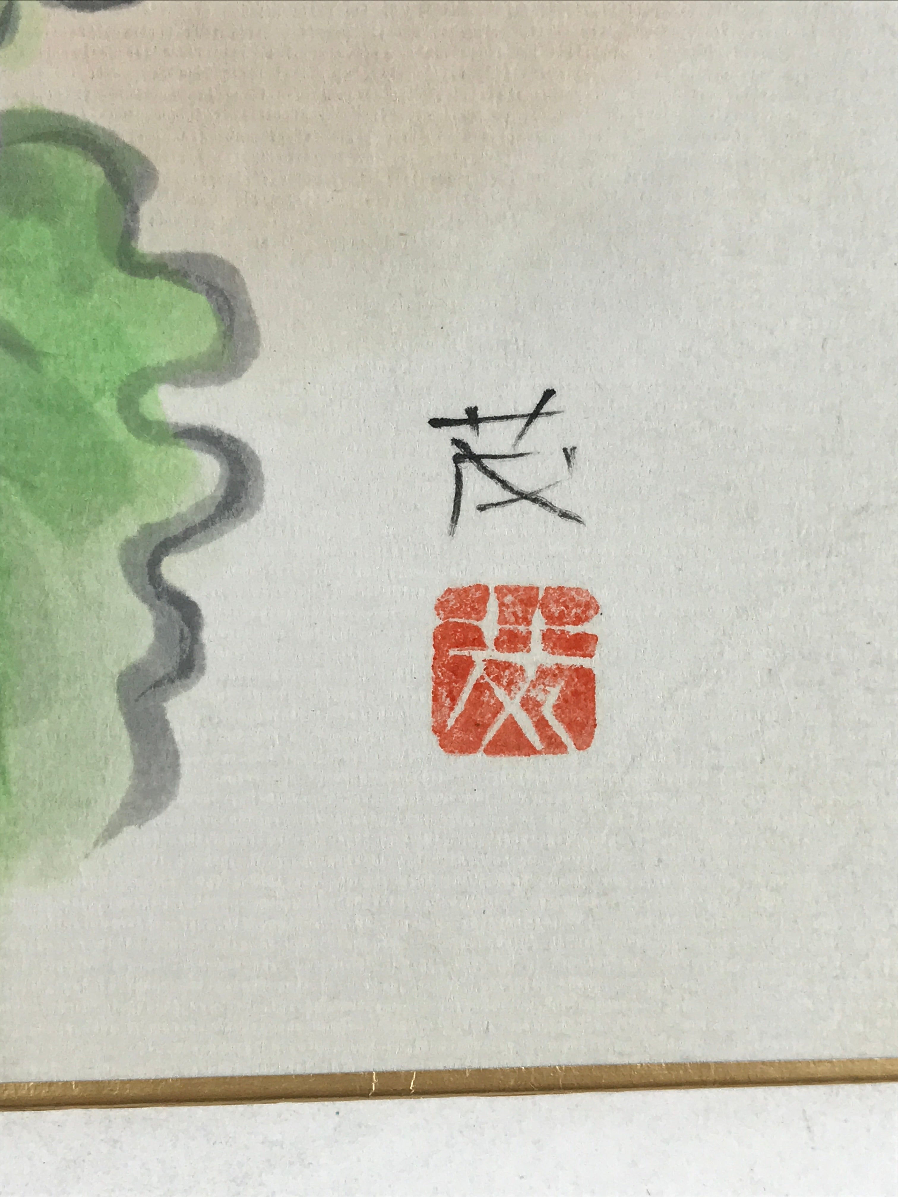 Japanese Shikishi Art Board Vtg Painting Nihonga Picture Yellow Nanohana A527