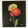 Japanese Shikishi Art Board Washi Chigiri Poppy Flowers Red Yellow Black A615