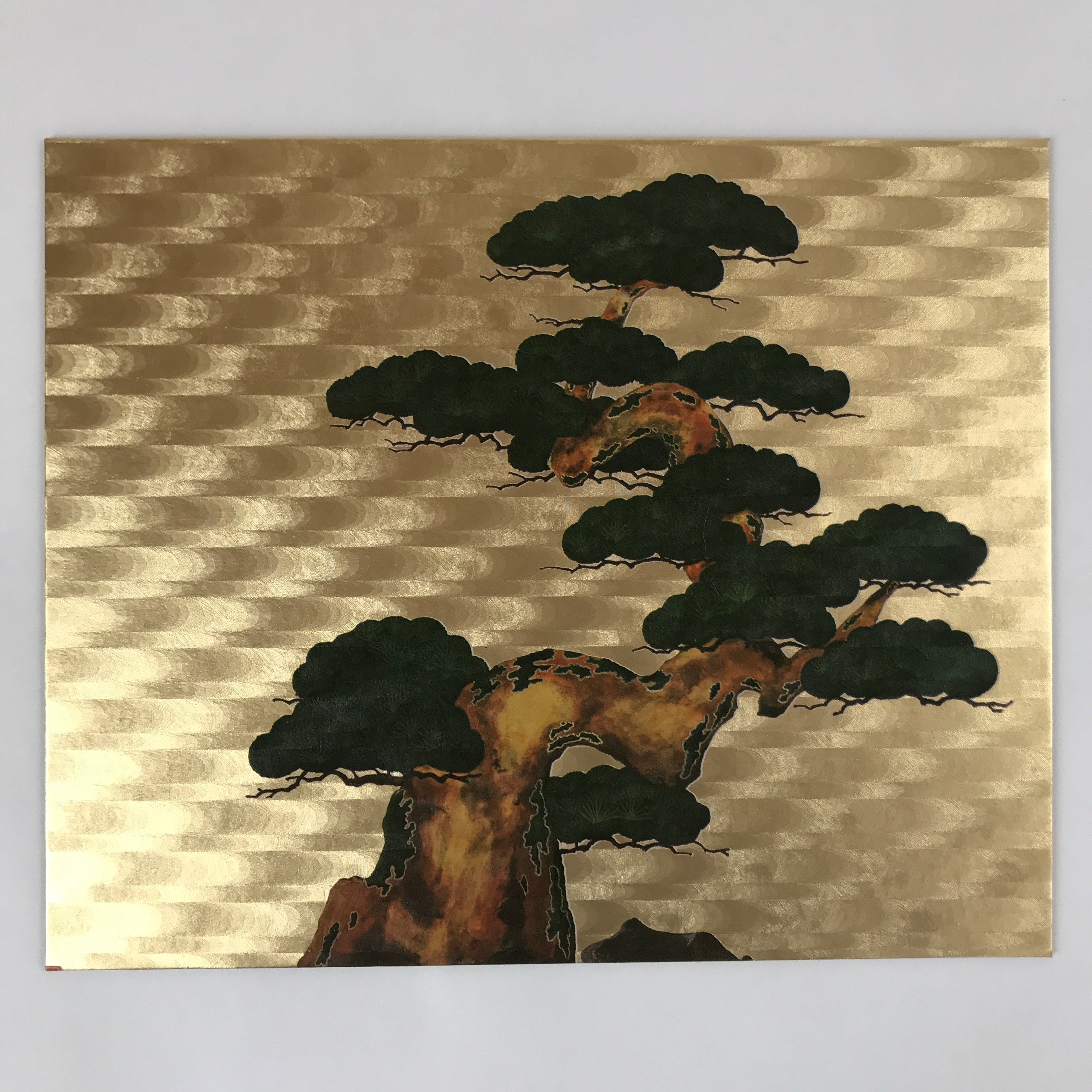 Japanese Shikishi Art Printed Reproduction Pine Tree Gold Foil Background A605