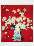 Japanese Shikishi Art Reproduction 4pcs Ogura Yuki Four Seasons Flowers A641