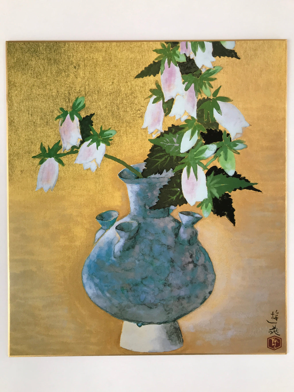Japanese Shikishi Art Reproduction 4pcs Ogura Yuki Four Seasons Flowers A641