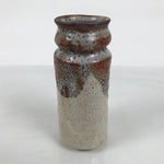 Japanese Shino Ware Ceramic Flower Vase Vtg Hanaire Pottery White Wood Box PX808