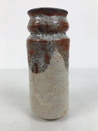 Japanese Shino Ware Ceramic Flower Vase Vtg Hanaire Pottery White Wood Box PX808