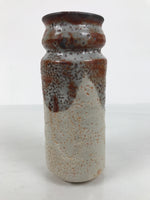 Japanese Shino Ware Ceramic Flower Vase Vtg Hanaire Pottery White Wood Box PX808