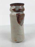 Japanese Shino Ware Ceramic Flower Vase Vtg Hanaire Pottery White Wood Box PX808
