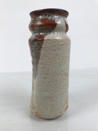 Japanese Shino Ware Ceramic Flower Vase Vtg Hanaire Pottery White Wood Box PX808
