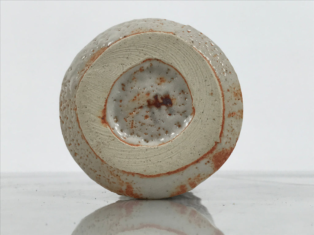 Japanese Shino Ware Ceramic Flower Vase Vtg Hanaire Pottery White Wood Box PX808