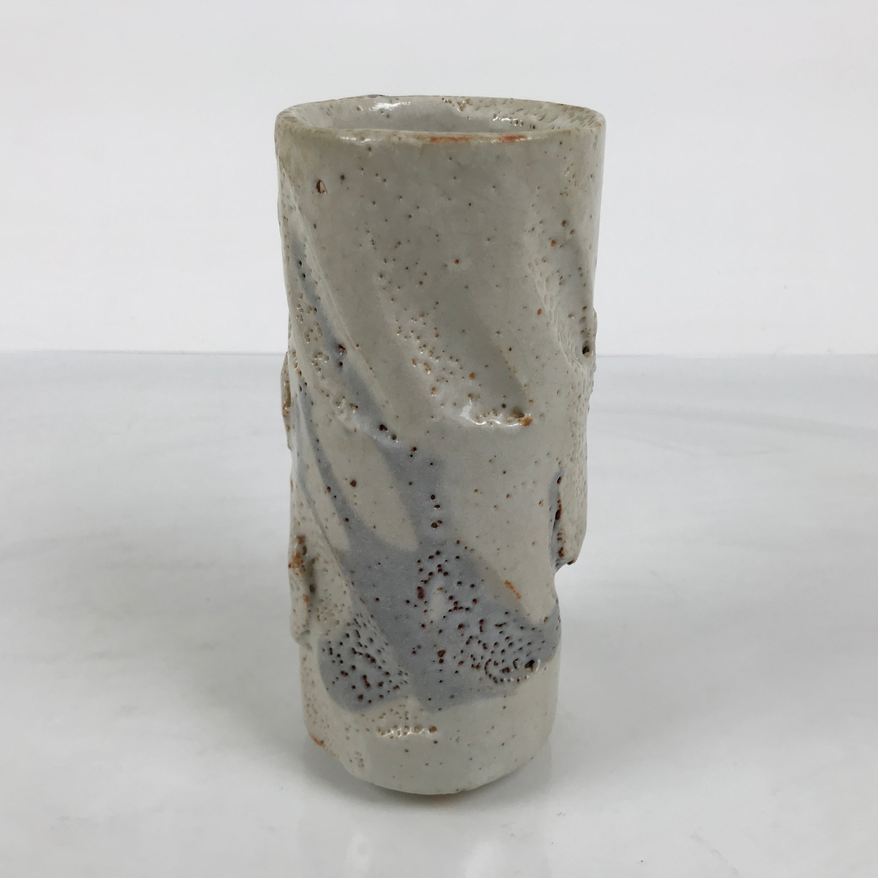 Japanese Shino Ware Ceramic Round Flower Vase Vtg Kabin Pottery Gray Box PX810