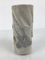 Japanese Shino Ware Ceramic Round Flower Vase Vtg Kabin Pottery Gray Box PX810