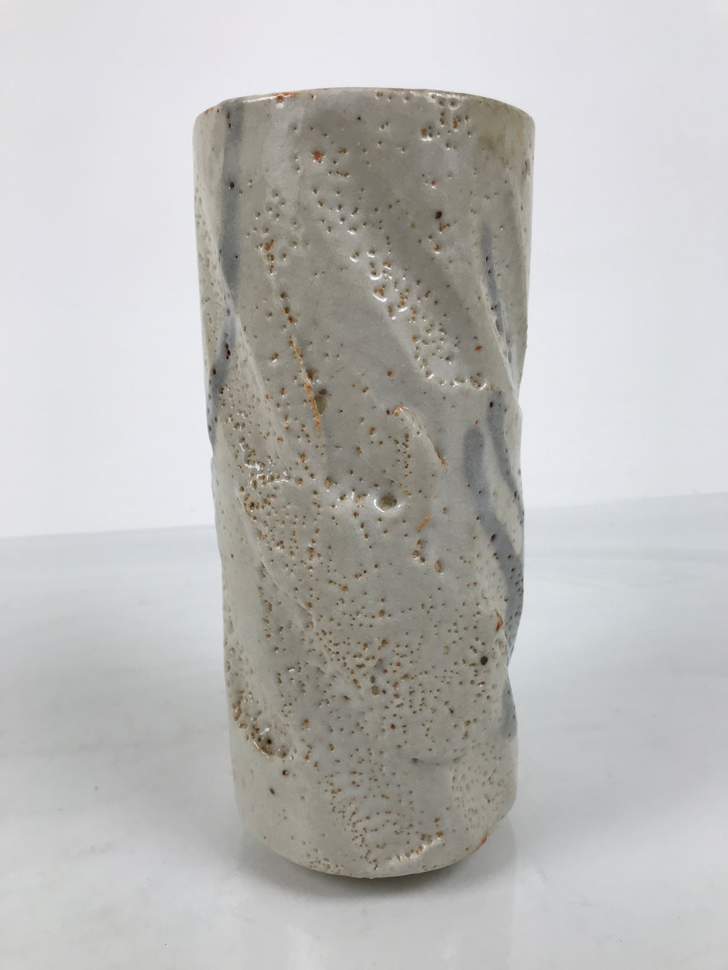 Japanese Shino Ware Ceramic Round Flower Vase Vtg Kabin Pottery Gray Box PX810